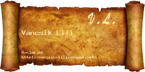 Vancsik Lili névjegykártya